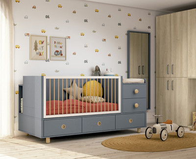 Lit bébé convertible en chambre enfant complète 3-en-1