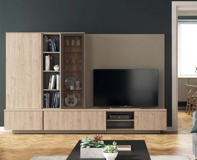 Meuble TV avec meubles de rangement avec vitrine