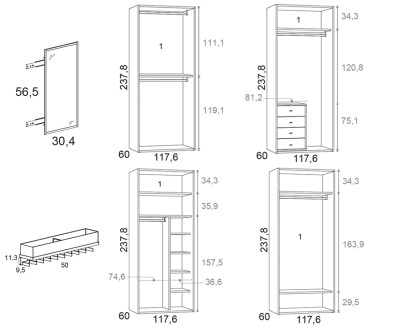 Armoire à 8 portes pliantes