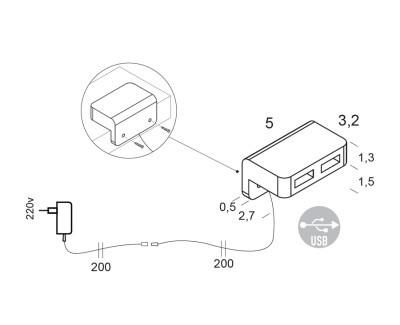 Doppelter USB-Anschluß mit rückseitiger Befestigung