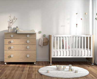 Lit bébé avec barrière rabattable pour matelas de 120x60 cm