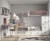 Chambre avec lit superposé avec 7 tiroirs et bureau avec meuble coulissant