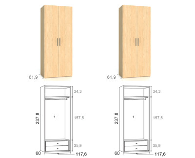 Kleiderschrank mit 4 Flügeltüren