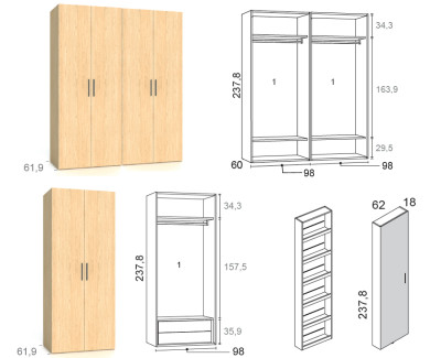 Kleiderschrank mit 7 Flügeltüren