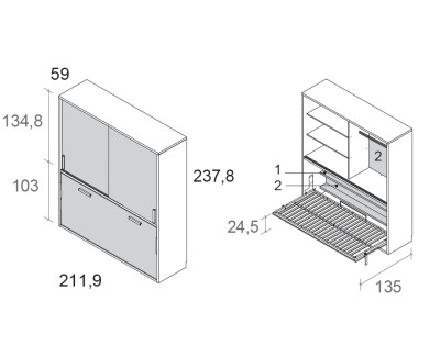 Schrankbett mit Schwebetürenschrank