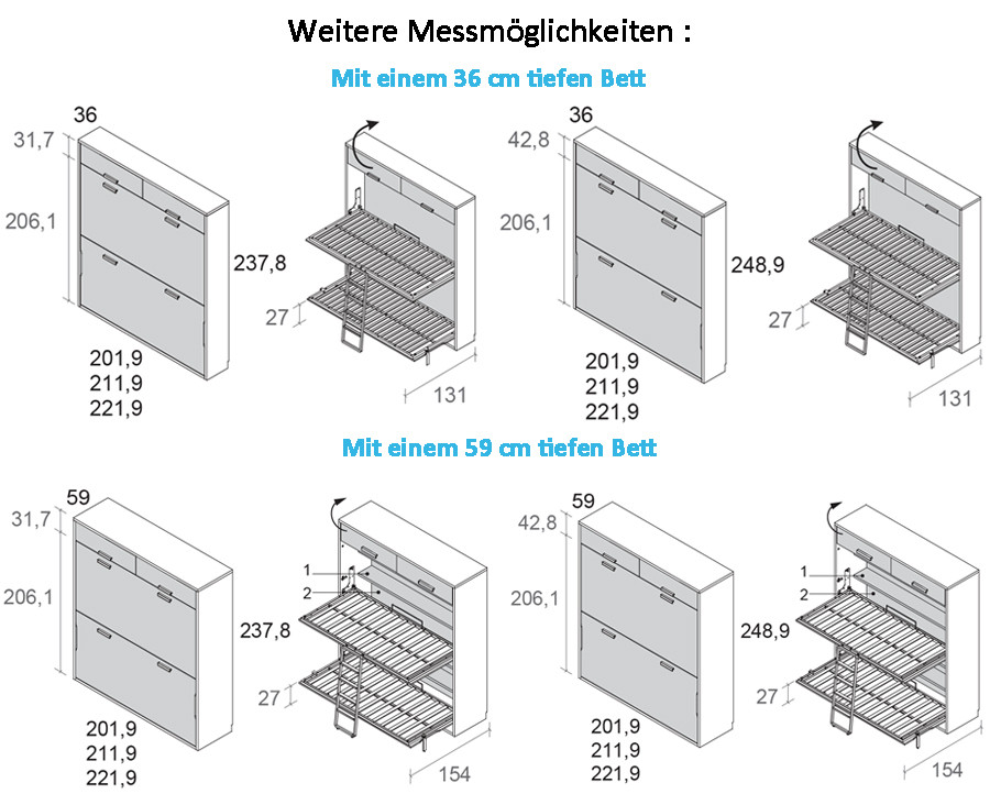 Schrank-Etagenbett für kleines Schlafzimmer - Möbel ROS - UNNIQ Habitat